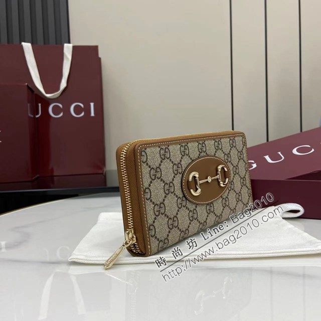 Gucci專櫃古馳最新款Horsebit 1955系列拉鏈長夾錢包 jh2914型號：621889